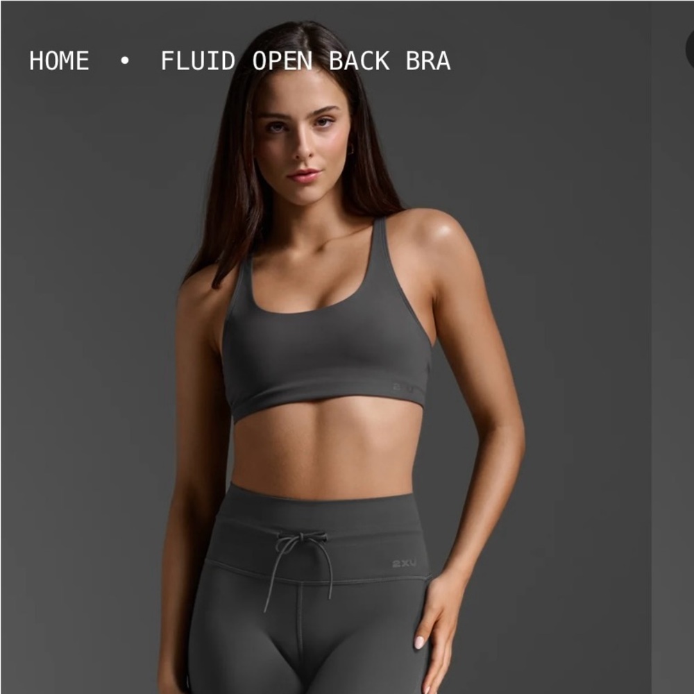 Women's 2XU Fluid Open Back Sports Bra, Size M, Sable